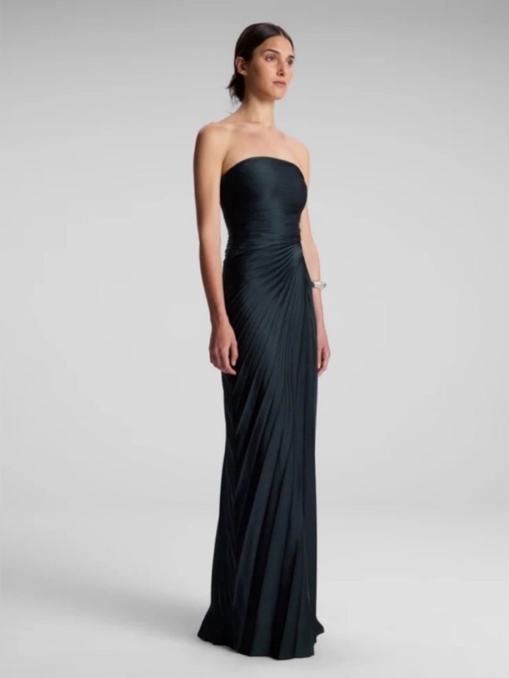 A.L.C. Dark green Pleated Maxi Dress Bianca Strapless Pleated Maxi Dress size 0
